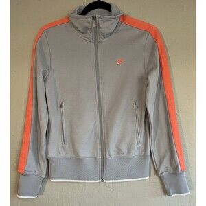 Nike Sportswear Women’s Track Jacket Activewear Leisure Casual Grey Orange, M